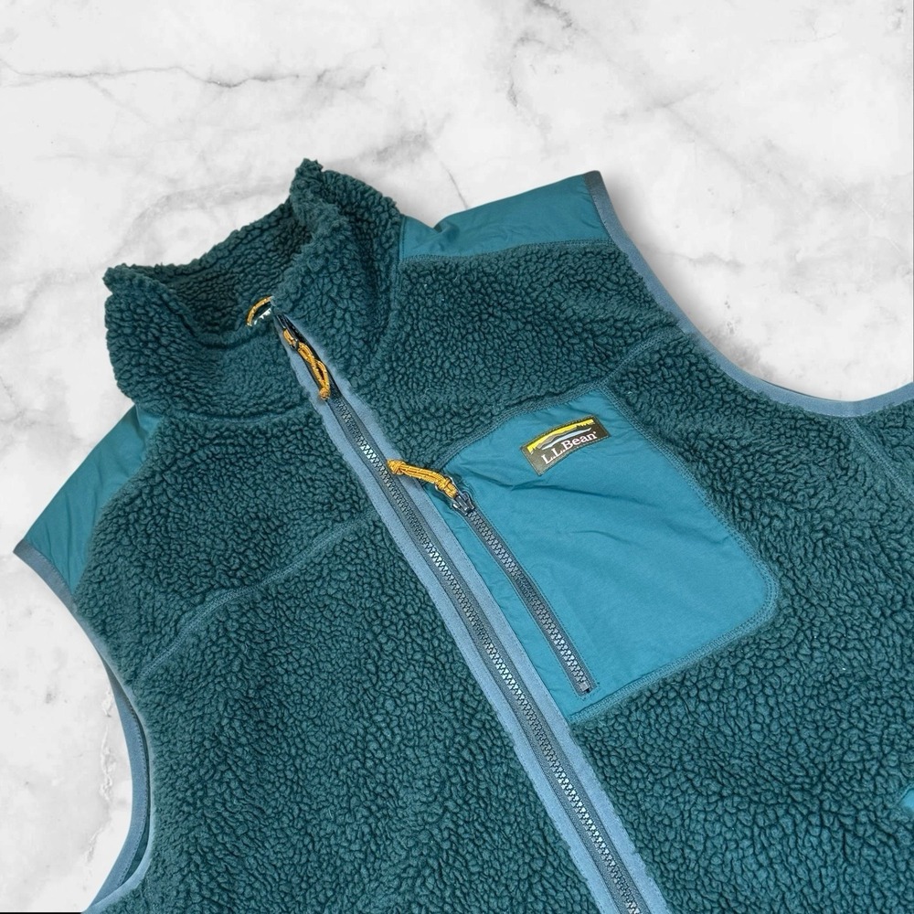 LL Bean Men's Bean's Sherpa Vest Full Zipper Green Size XXL